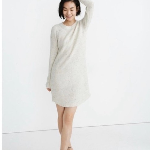 Madewell Curved-Hem Cream Sweater Dress Size Small - Picture 1 of 8